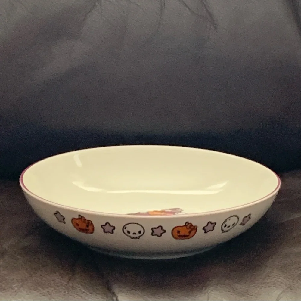 Hello Kitty Witch on Broom 46oz Ceramic Halloween Bowl - Stars Pumpkin Skull - Picture 5 of 9